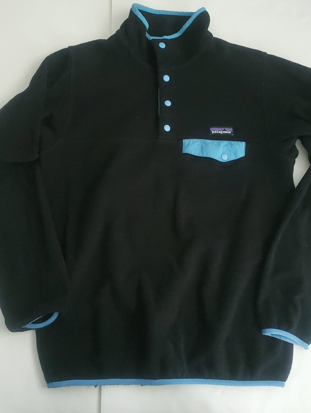 Patagonia Synchilla Snap-T Fleece Pullover Womens Size M Sweater Black Teal Blue